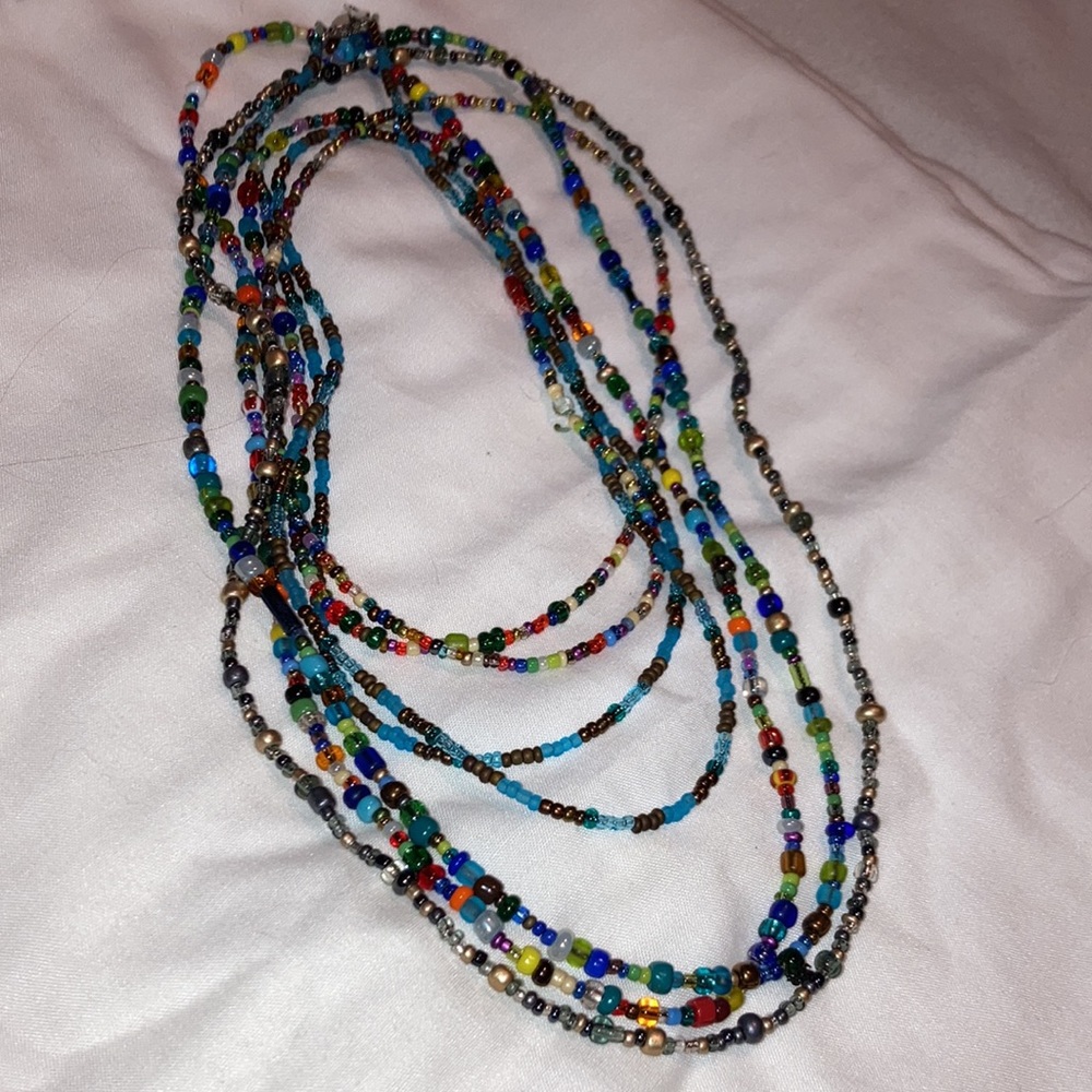 12 Glass mardi gras beads necklace bracelet African waist beads Various sizes